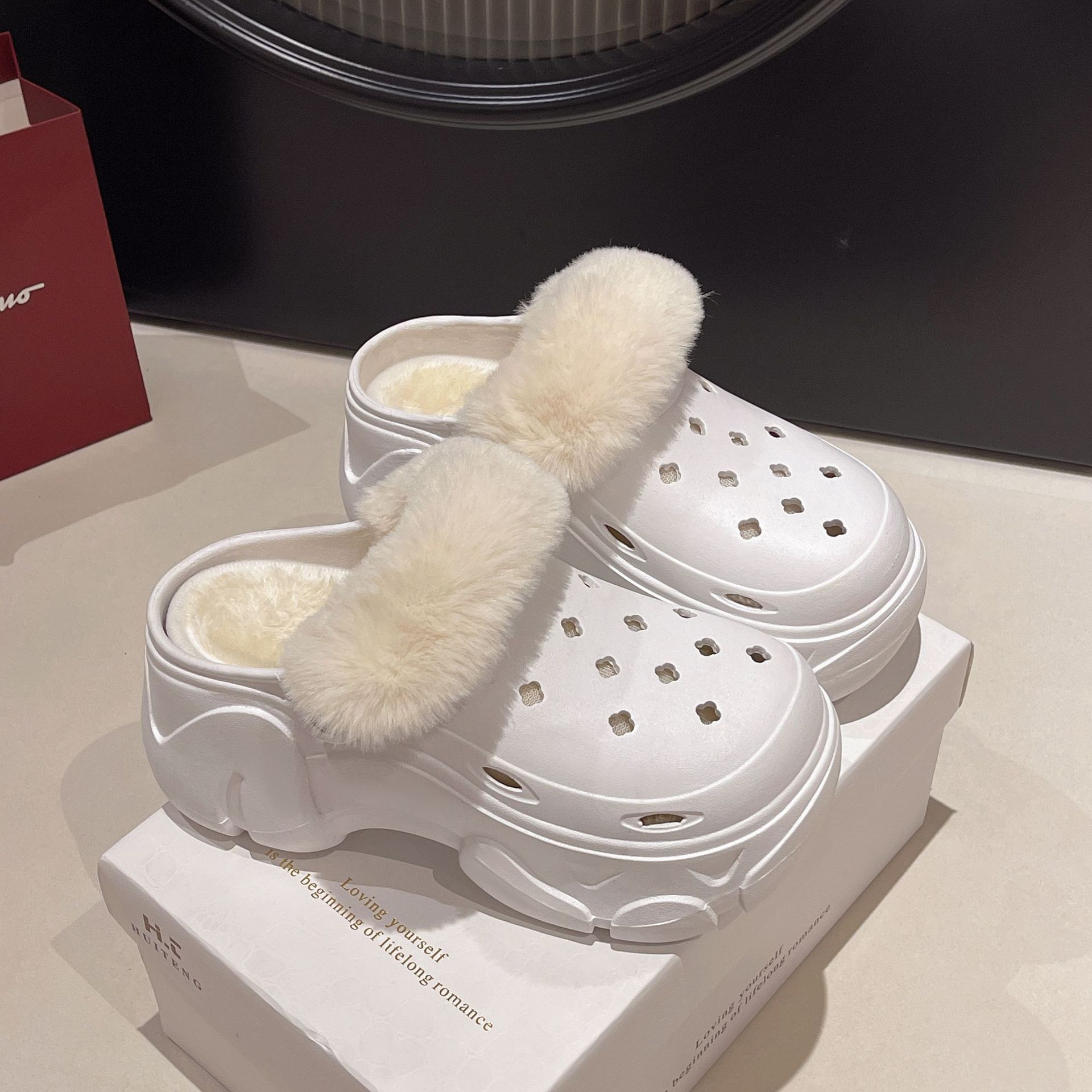 Women'S Shoes Clogs - Sepatu Clog Wanita Berlapis Bulu dengan