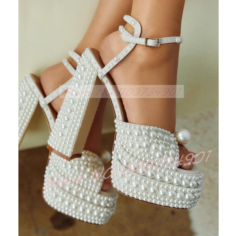 Women'S Shoes Quality - Sandal Platform Mutiara Putih Wanita dengan