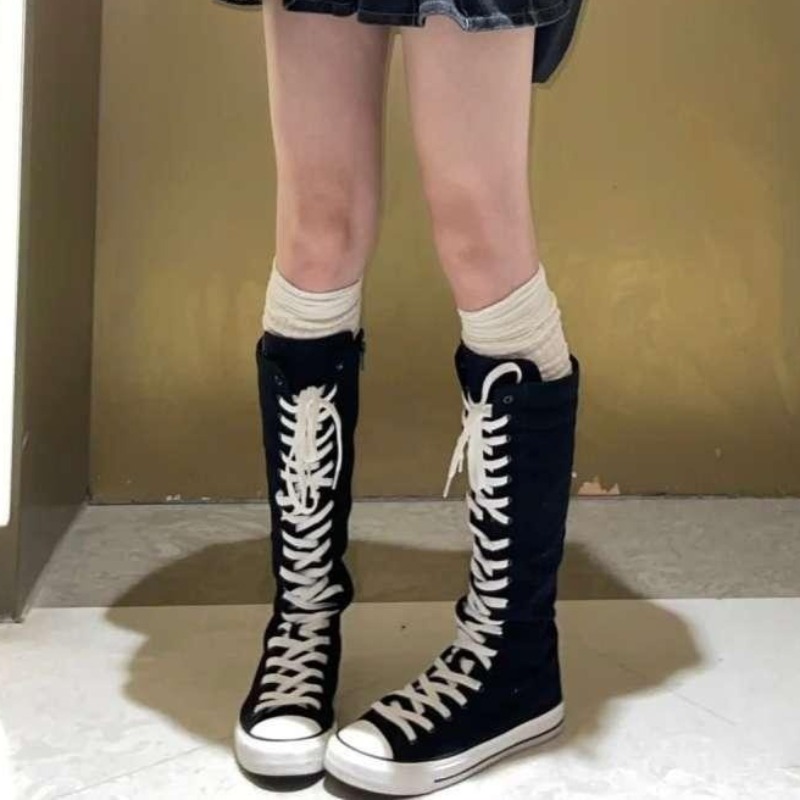 Sepatu Kanvas High Top Baru 20 - Knee High Boots Women ulasan dan harga