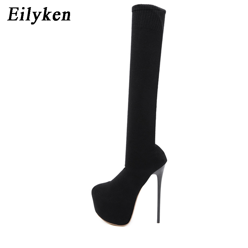 Eilyken sepatu bot hak tinggi  - Sock Boot Women ulasan dan harga
