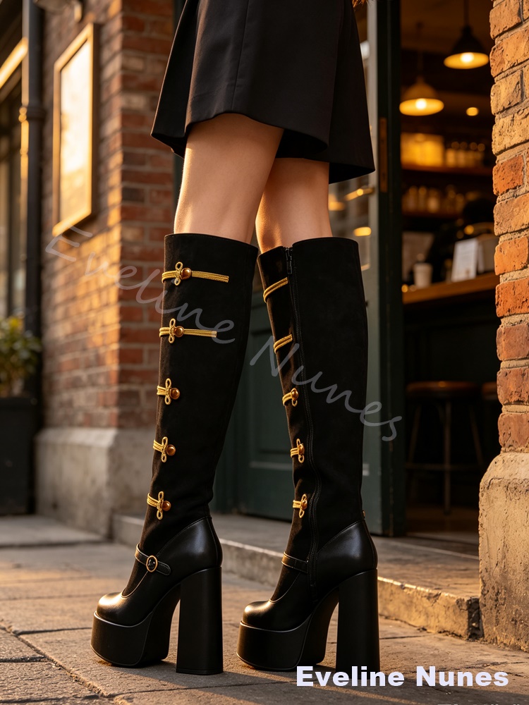 Sepatu bot setinggi lutut mode - Court Heel Pointed ulasan dan harga