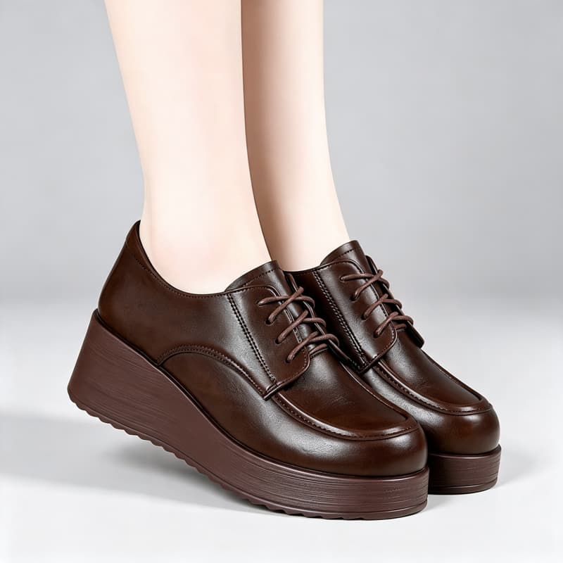 Sepatu Platform Kulit Lembut 6 - Oxford Lace Up Women ulasan dan harga