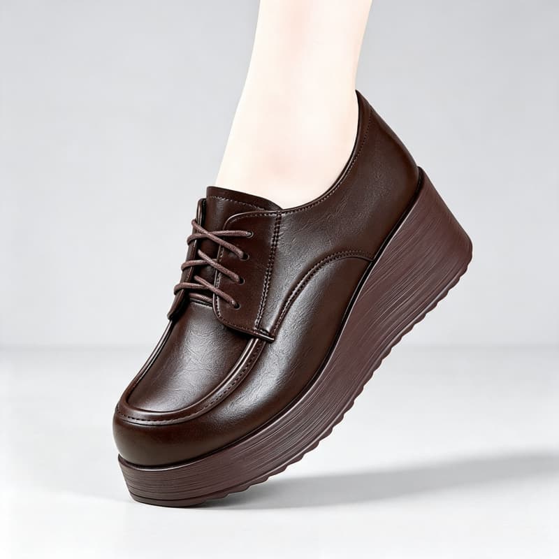 Sepatu Platform Kulit Lembut 6 - Oxford Lace Up Women ulasan dan harga